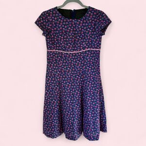 Vintage 90s Handmade Floral Purple Babydoll Short Sleeve Dress